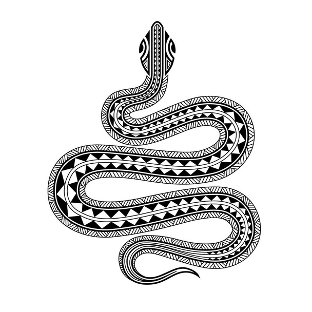 Tatuagem de cobra esboço estilo maori. Suspiro de cobra do zodíaco chinês
. - Vetor, Imagem