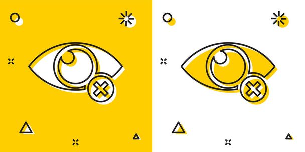 Negro Invisible u ocultar icono aislado sobre fondo amarillo y blanco. Formas dinámicas aleatorias. Ilustración vectorial
 - Vector, Imagen