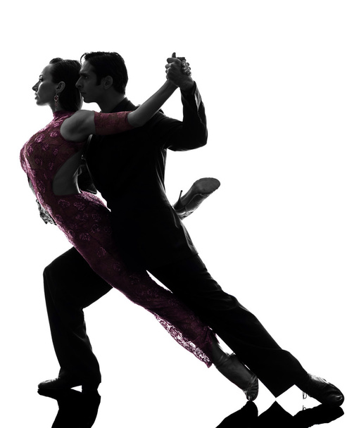 couple man woman ballroom dancers tangoing silhouette - Valokuva, kuva