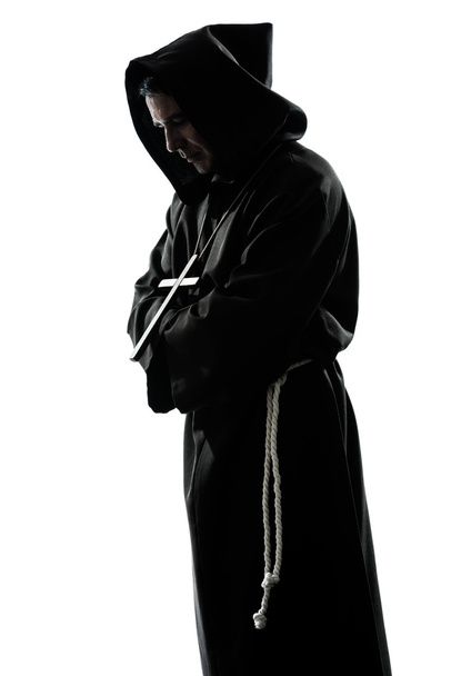 man monk priest silhouette praying - Zdjęcie, obraz