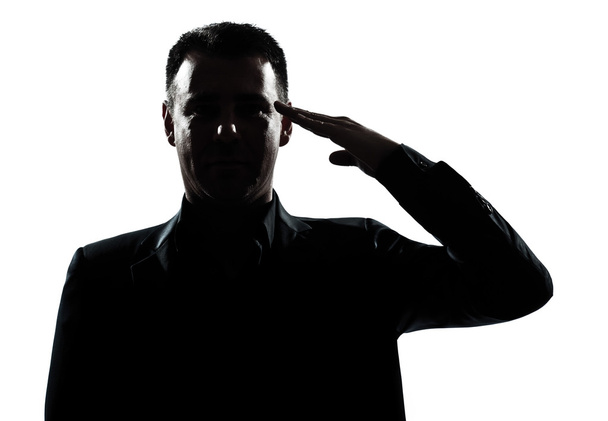 silhouette man portrait army salute - 写真・画像