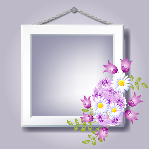 Photo frame and floral ornament. - Vector, Imagen