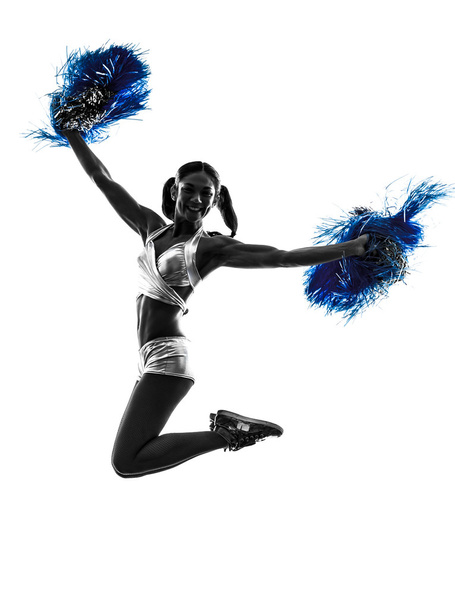 young woman cheerleader cheerleading silhouette - Fotó, kép