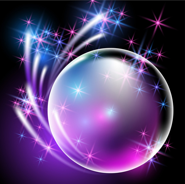 Glowing background with bubbles and stars - Vector, Imagen