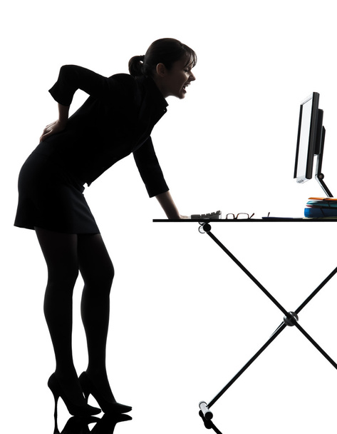 business woman backache pain standing full length silhouette - Photo, Image