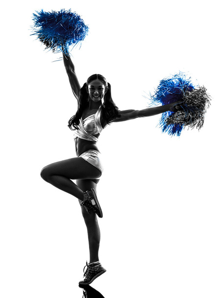young woman cheerleader cheerleading silhouette - Fotó, kép