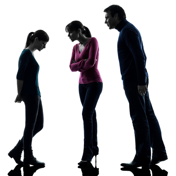 family father mother daughter dispute reproach silhouette - 写真・画像
