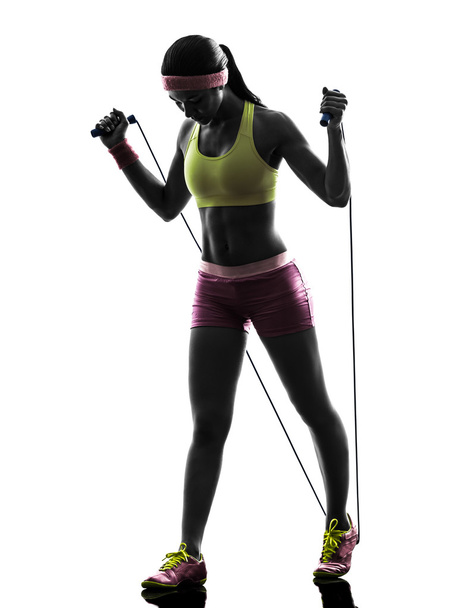 woman exercising fitness jumping rope silhouette - Φωτογραφία, εικόνα