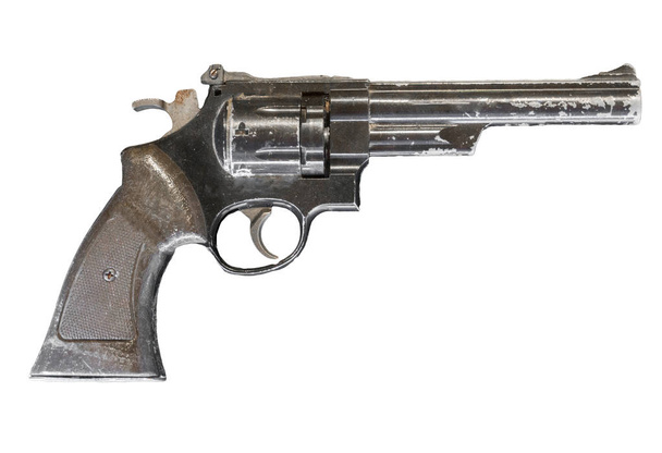 Revolver pistol isolated on white background. - Photo, Image