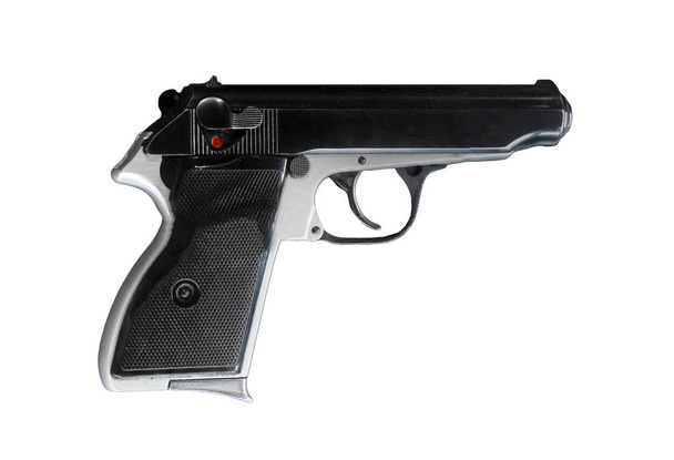 Military black gun pistol isolated on white background. - Photo, Image