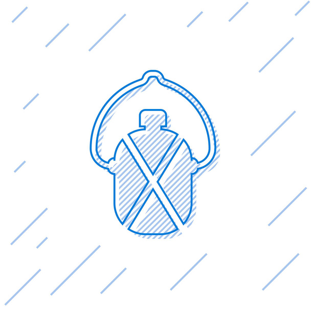 Kék vonal Kantin vizes palack ikon elszigetelt fehér háttér. Turista lombik ikon. Egy üveg víz a kampányban. Vektorillusztráció - Vektor, kép