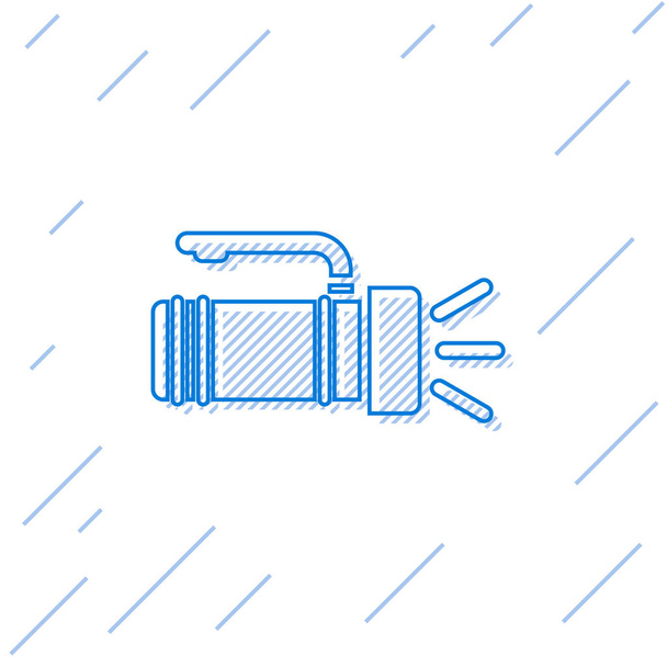 Blue line Flashlight icon isolated on white background. Tourist flashlight handle. Vector Illustration - Vector, Image