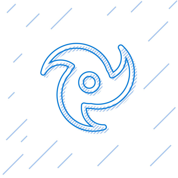 Blaue Linie Tornado-Symbol isoliert auf weißem Hintergrund. Wirbelsturm, Wirbelsturm, Sturmtrichter, Hurrikan oder Wettersymbol. Vektorillustration - Vektor, Bild