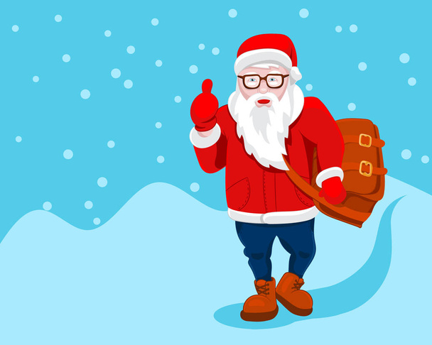 Moderne Santa Claus vector illustratie cool grappige stijl karet - Vector, afbeelding