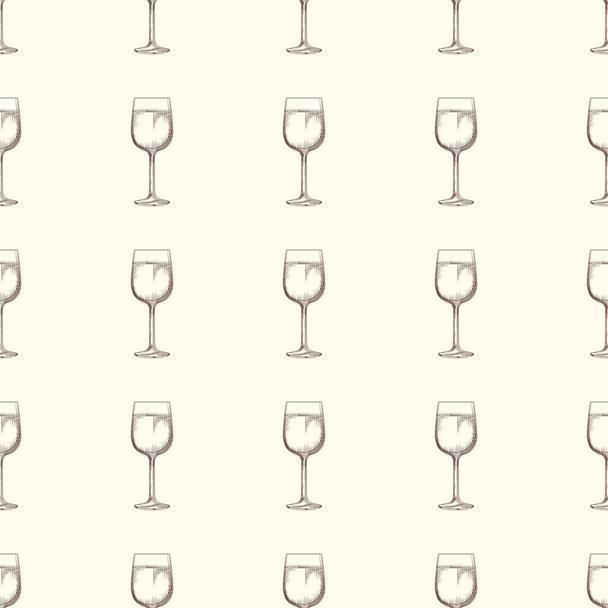 Wijn glazen naadloze patroon. Glaswerk ontwerp voor alcoholische dranken. - Vector, afbeelding