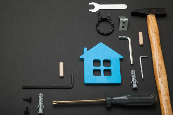 Maintenance in house, home repair. Toolset renovation background. Copy space for text. - Photo, Image