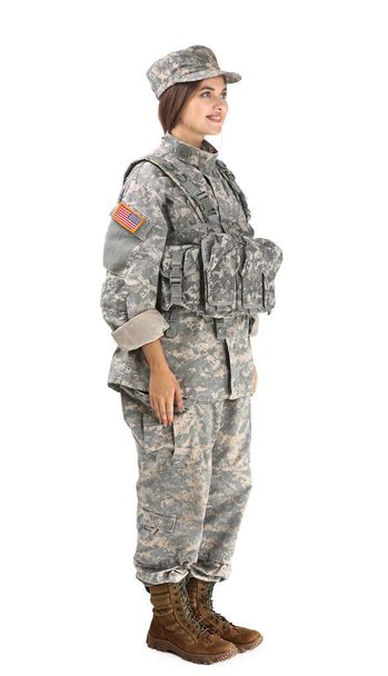 Giovane soldato donna su sfondo bianco
 - Foto, immagini