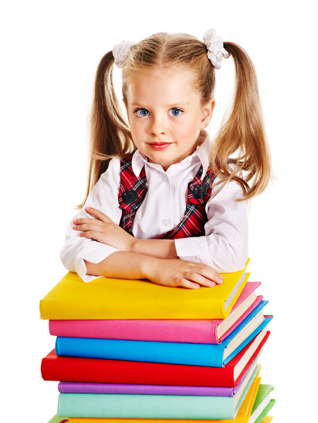 Child with stack book. - Fotografie, Obrázek