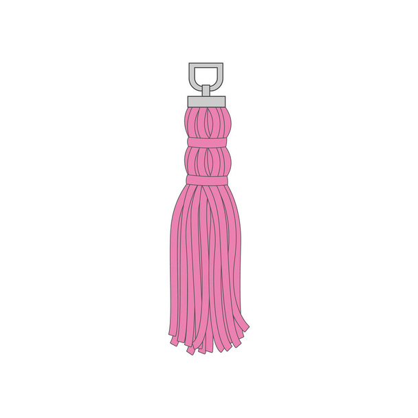 Purple tassel isolated on white background - colorful handmade textile decoration - Vector, Image
