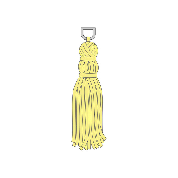 Yellow brush with a fringe of threads on a metal ring. - Vector, Image