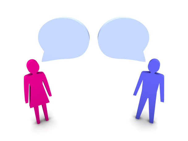 férfi és nő párbeszédpanel. koncepció 3D-s illusztráció. - Fotó, kép
