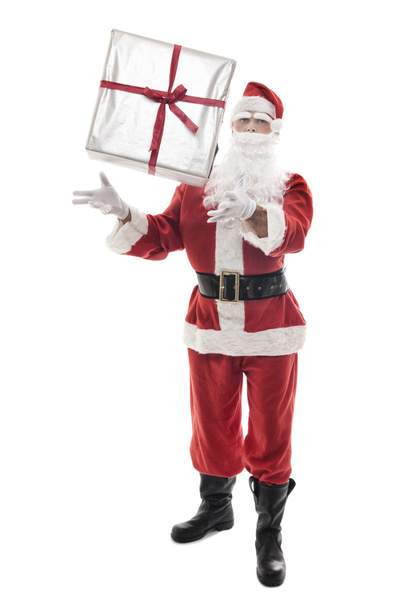 サンタ クロースの追及、空気中にクリスマス プレゼント - 写真・画像