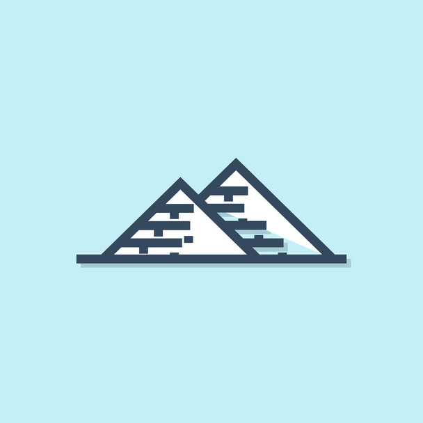 Blue line Egypt pyramids icon isolated on blue background. Symbol of ancient Egypt. Vector Illustration - Vector, Image