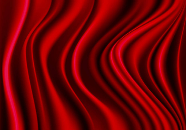 Κόκκινο ύφασμα μετάξι σατέν κύμα Soft πολυτέλεια φόντο δομή φορέα απεικόνιση. - Διάνυσμα, εικόνα