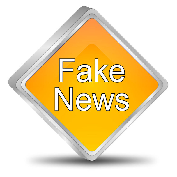 orange Fake News button - 3D illustration - Photo, Image