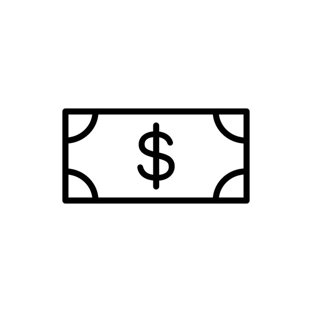 linha de dinheiro, dólar, ícone de dinheiro no fundo branco
 - Vetor, Imagem