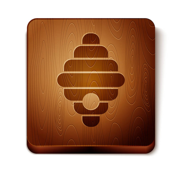 Brown Hive for bees icon isolated on white background. Beehive symbol. Apiary and beekeeping. Sweet natural food. Wooden square button. Vector Illustration - Vector, Image