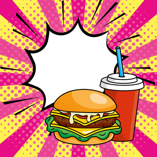 hamburger e vettore di soda illustrazione - Vettoriali, immagini