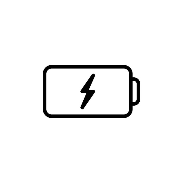 línea delgada icono de la batería sobre fondo blanco
 - Vector, Imagen