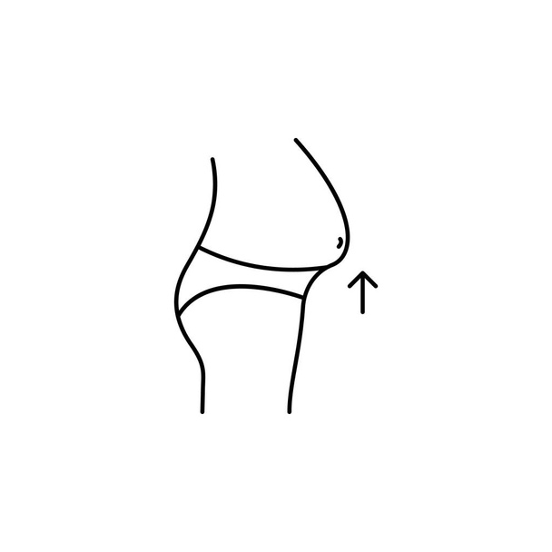 belly up beyaz arka plan üzerinde çizgi simgesini azaltmak - Vektör, Görsel