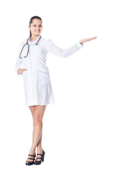 Female doctor showing a copy space - Foto, Imagen