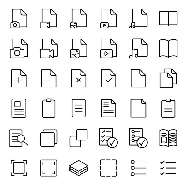 simple document thin line icons set - Vektör, Görsel