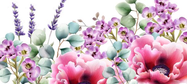カラフルな水彩画の花 - ベクター画像
