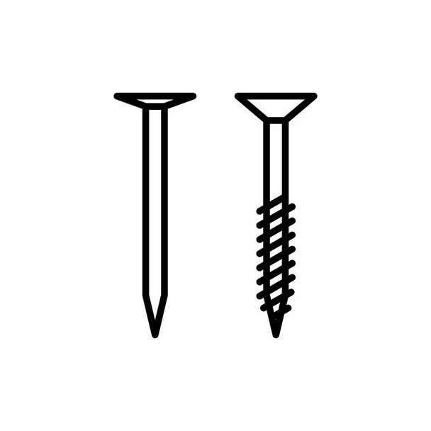 screw and nail icon on white background - Vector, Image