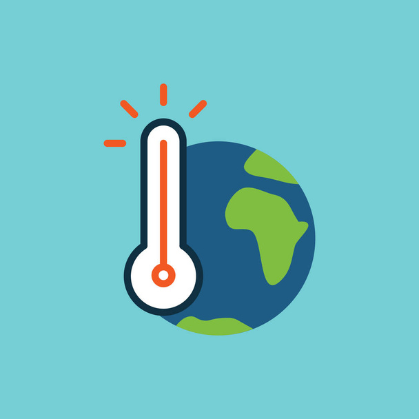 плоский цвет значка глобального потепления
 - Вектор,изображение