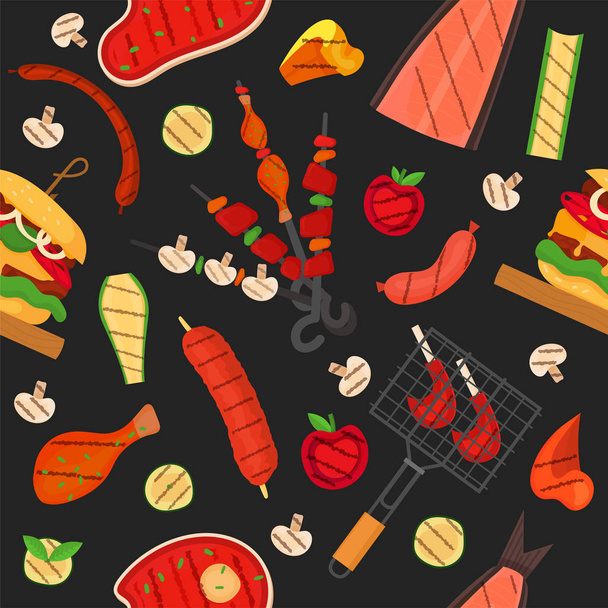 Barbecue grill pattern, background - Vettoriali, immagini