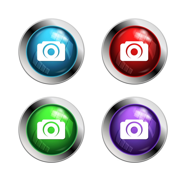 Shiny camera buttons - Vector, Image
