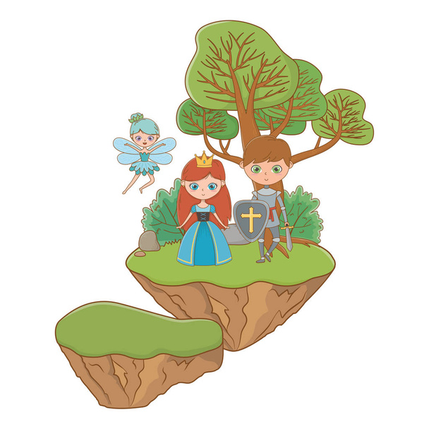 Medieval princess knight and fairy of fairytale design vector illustration - Vecteur, image