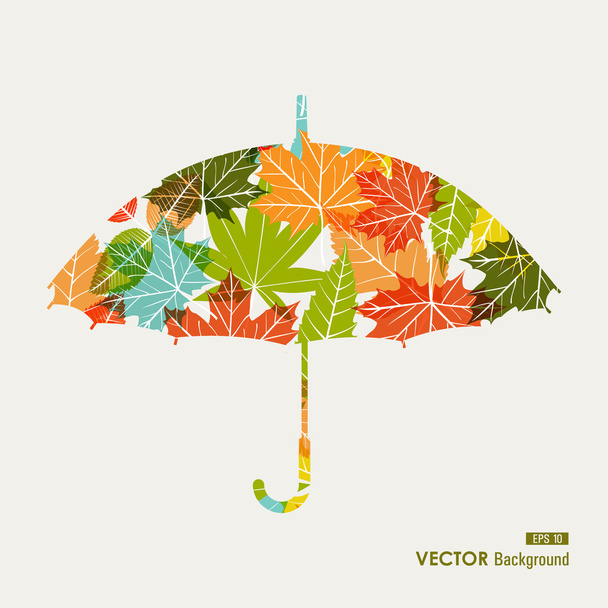 Colorful fall season umbrella leaves shape EPS10 file background - Vector, Image