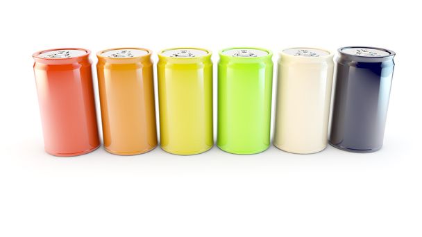 row of different colours or flavours of fizzy soda drink - Foto, Bild