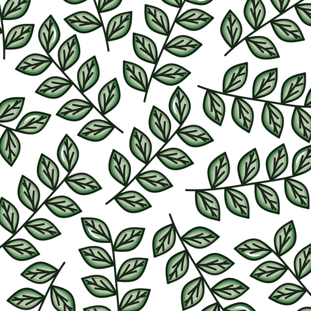 branch with leafs plants ecology pattern - Vektor, kép