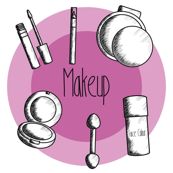 Make-up Accessoires Zeichnung - Vektor, Bild