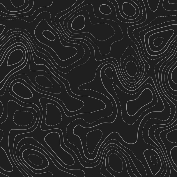 Kontury topograficzne rzeczywista Mapa topografii ciemne bezszwowe wzornictwo wykwintne izolines - Wektor, obraz