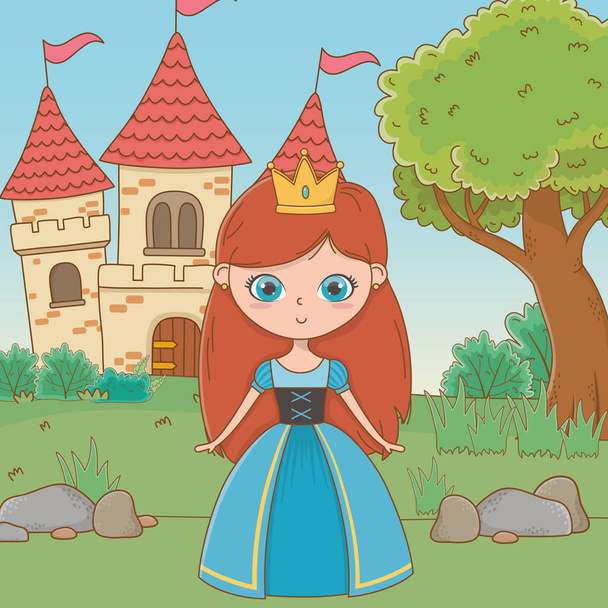 μεσαιωνική πριγκίπισσα εικονογράφηση φορέα σχεδιασμού κινουμένων σχεδίων - Διάνυσμα, εικόνα