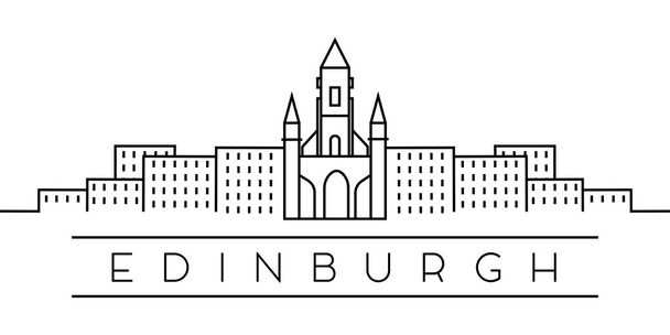 Ciudad de Europa, icono de la línea de Edimburgo sobre fondo blanco
 - Vector, Imagen