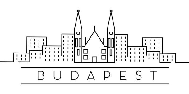 Euroopan kaupunki, Budapestin viivakuvake valkoisella taustalla
 - Vektori, kuva